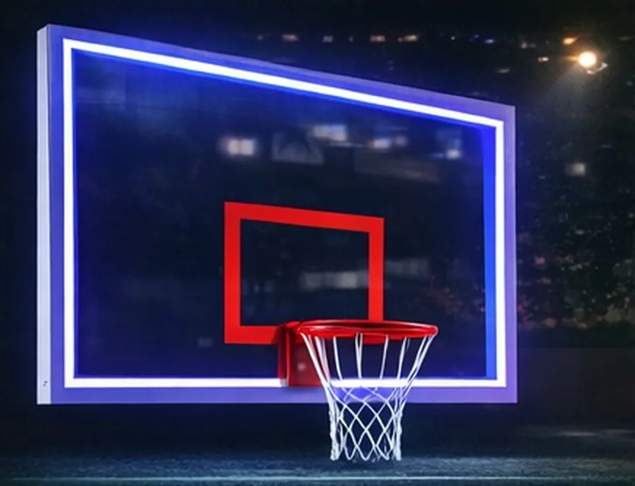 Tablero de basquetbol azul LED con iluminación en el contorno