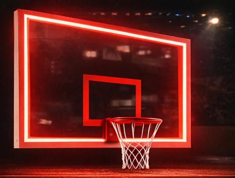 Tablero de basquetbol rojo LED con iluminación en el contorno