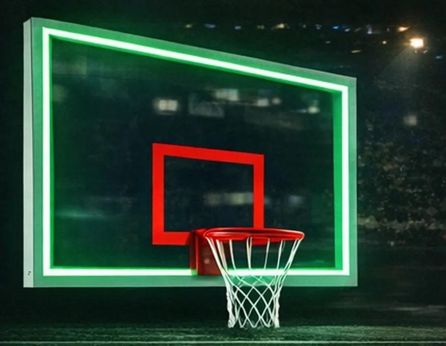 Tablero de basquetbol verde LED con iluminación en el contorno
