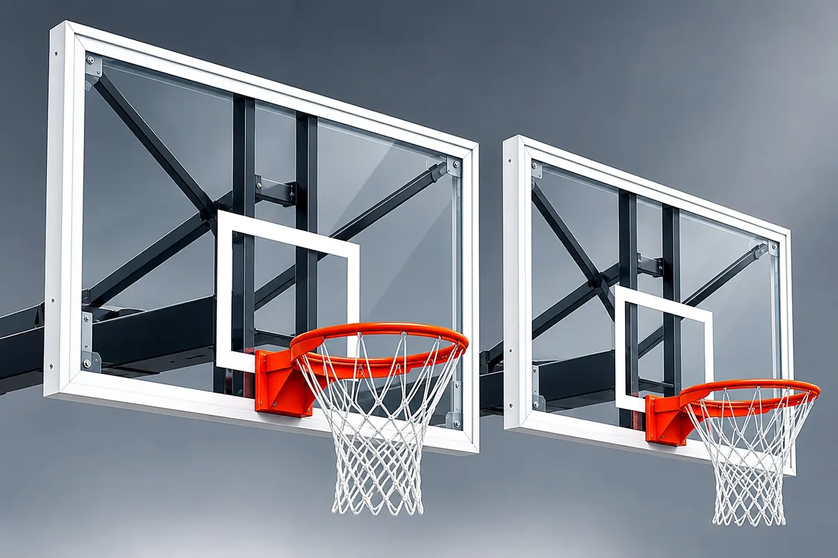 Tableros de basquetbol profesionales de acrílico 12 mm y 9 mm con aro y red