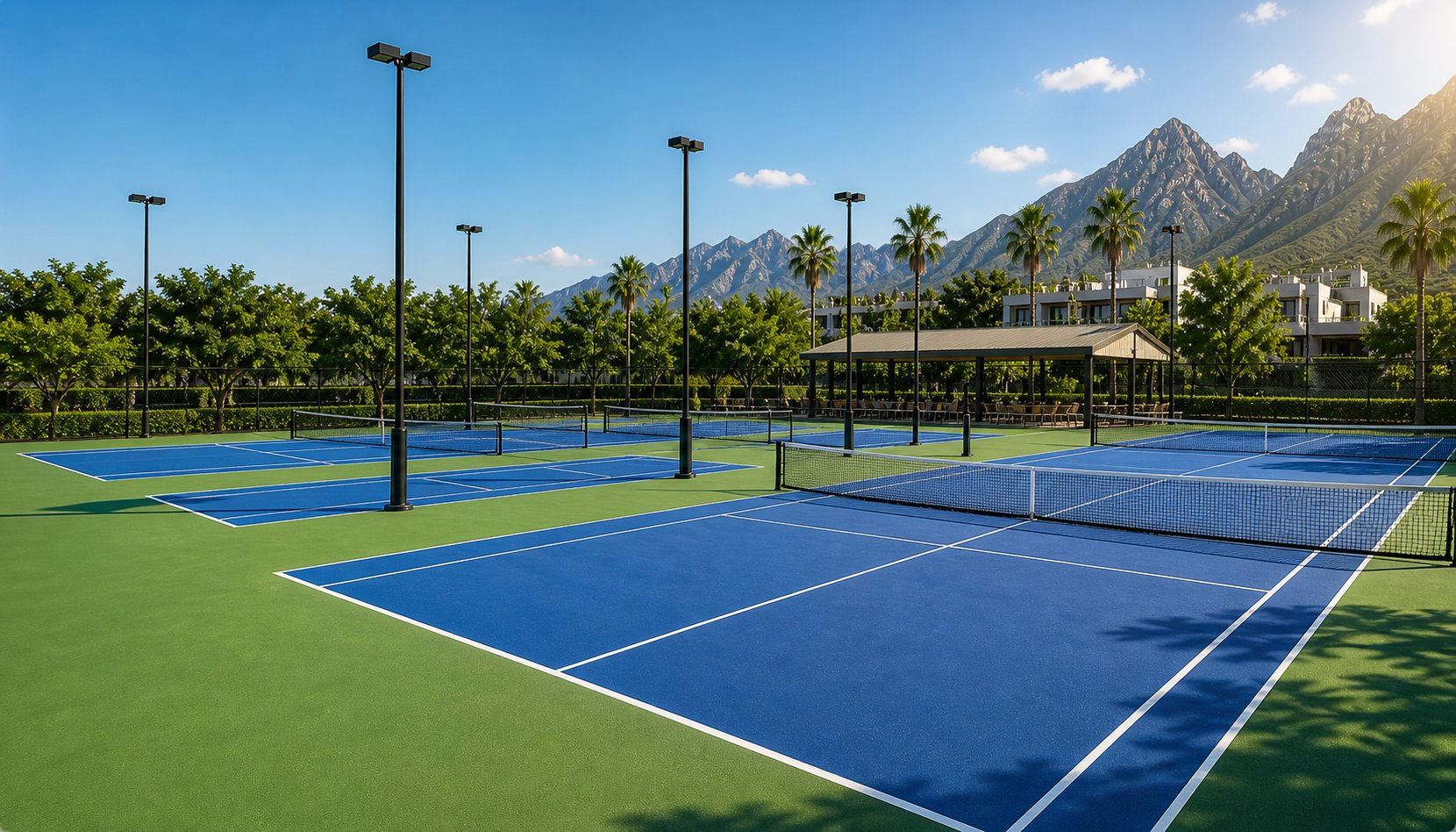 Cancha deportiva profesional pintada con sistema acrílico antiderrapante tipo Laykold por PLAYKO México