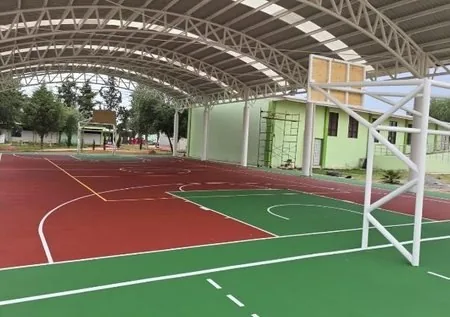 Cancha techada de Bachilleres 3, Chimalhuacán, Estado de México, pintada por PLAYKO